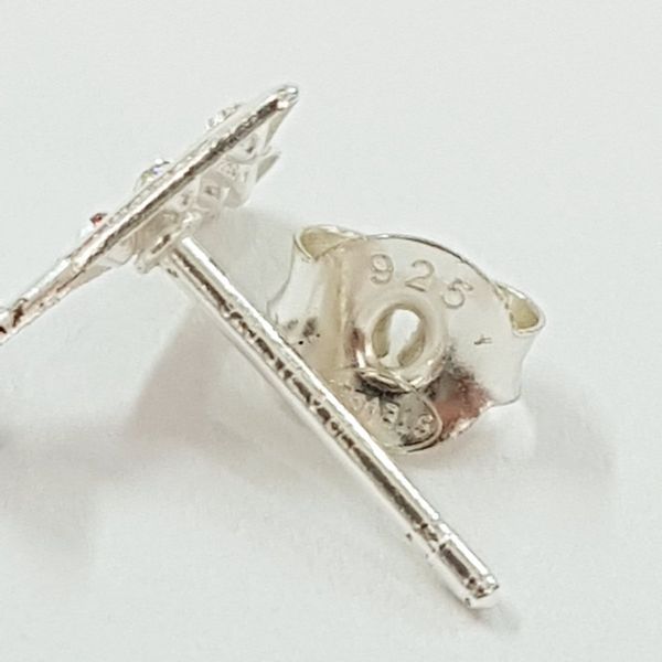 گوشواره گلگوش نقره عیار 925 ، مدل جام نگین دار ، کد 071