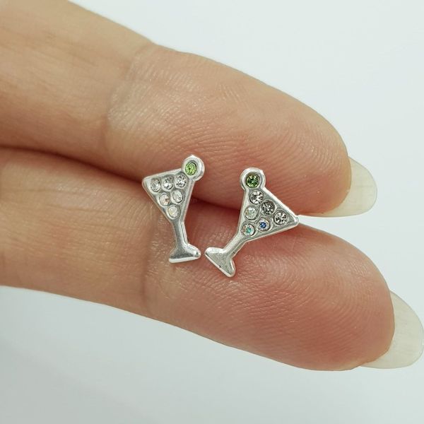 گوشواره گلگوش نقره عیار 925 ، مدل جام نگین دار ، کد 071