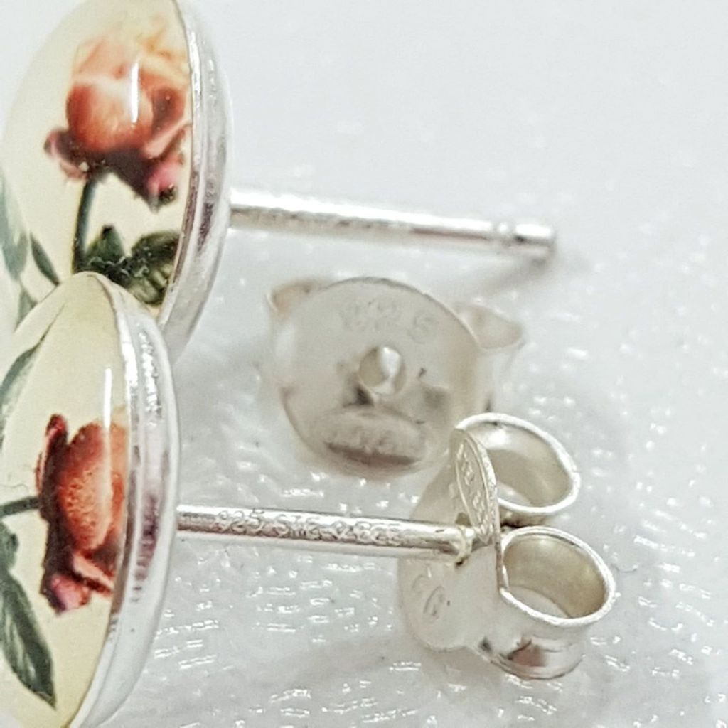 خرید انلاین گوشواره گلگوش جنس نقره عیار 925 طرح گل رز ، کد 075