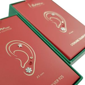 پک کادویی گوشواره گلگوش و پیرسینگ نقره عیار 925 ، نگین دار ، کد 077