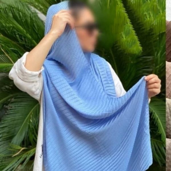 شال پلیسه صدفی منگوله دار و مهره دار اعلا