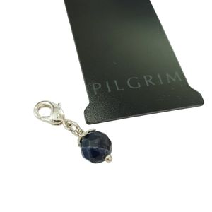 آویز چند کاره نقره ای آویز سنگ لاجورد آبی اصل ,برند Pilgrim