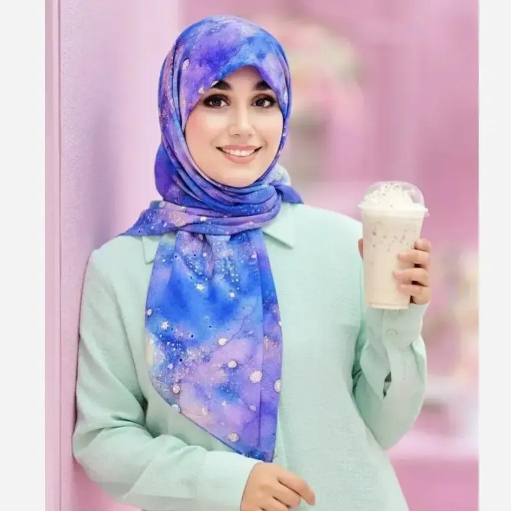 خرید اینترنتی قیمت روسری نخ کاستوم طرح ساحل سایز 140 دور چرخ دوز
