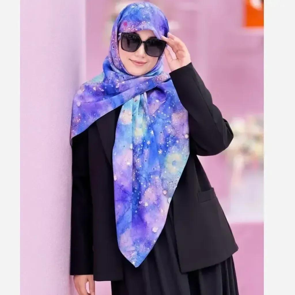خرید اینترنتی قیمت روسری نخ کاستوم طرح ساحل سایز 140 دور چرخ دوز