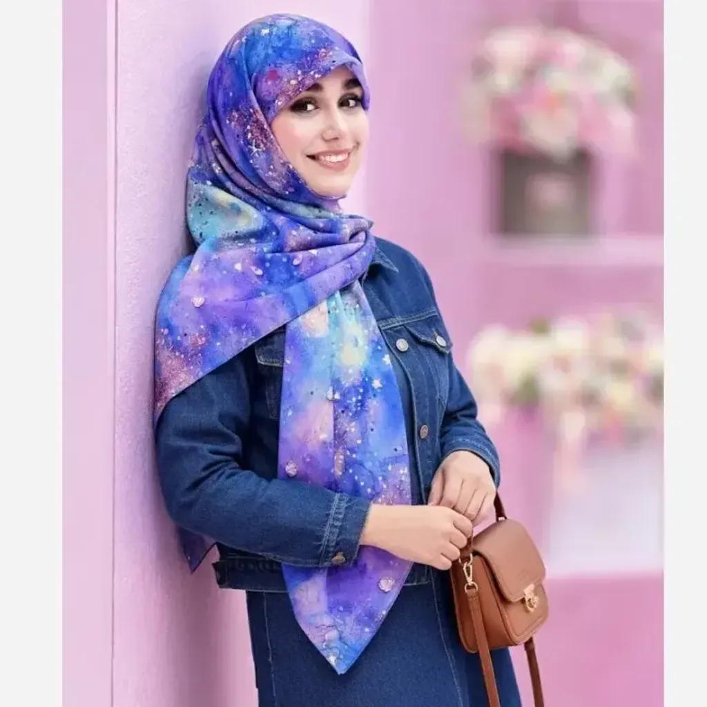 خرید اینترنتی قیمت روسری نخ کاستوم طرح ساحل سایز 140 دور چرخ دوز
