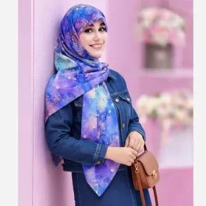 خرید اینترنتی قیمت روسری نخ کاستوم طرح ساحل سایز 140 دور چرخ دوز