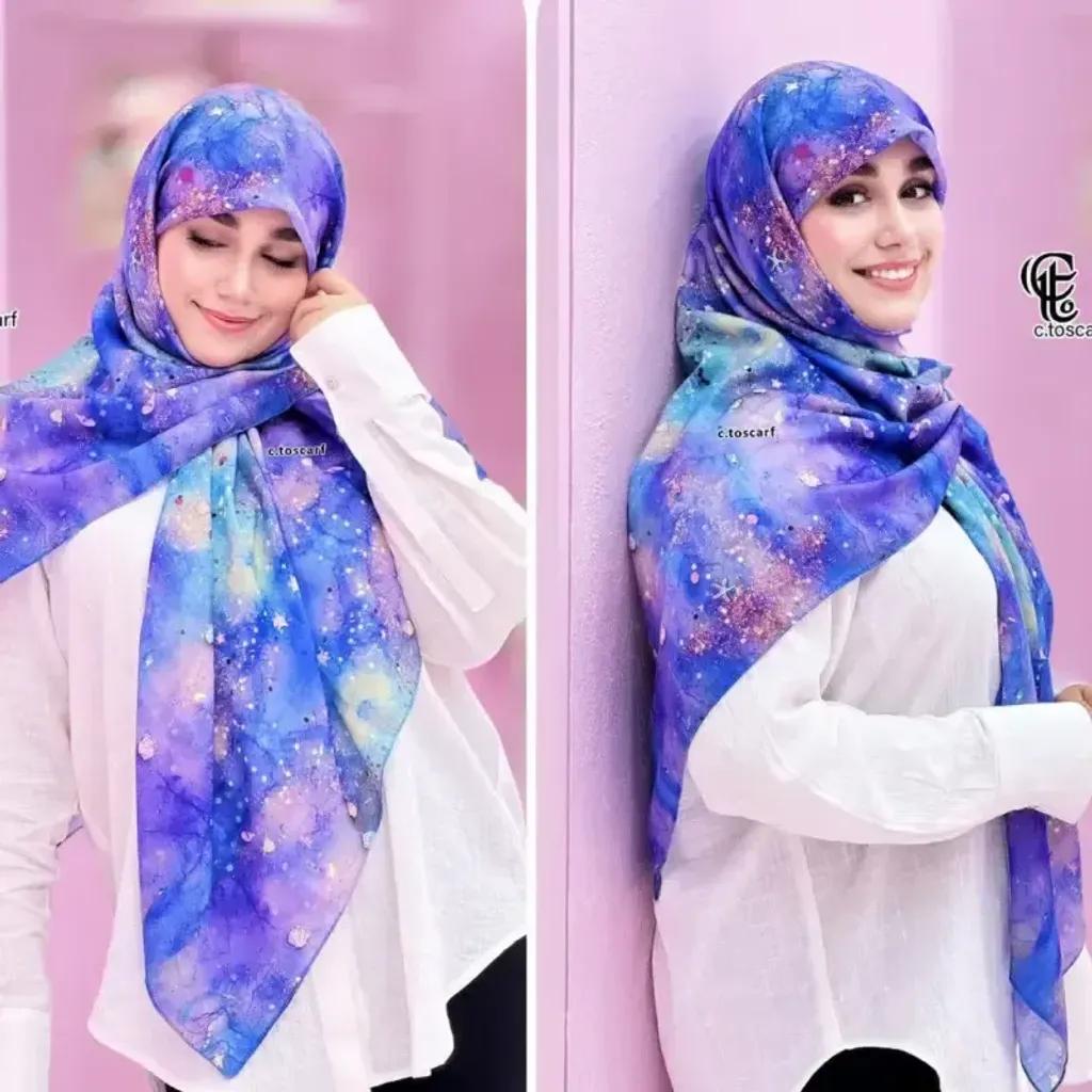 خرید اینترنتی قیمت روسری نخ کاستوم طرح ساحل سایز 140 دور چرخ دوز