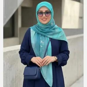 خرید اینترنتی قیمت روسری نخی کاستوم طرح رزین فیروزه قواره بزرگ 140 سانت چرخ دوز