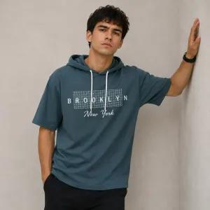 خرید اینترنتی قیمت تی شرت مردانه کلاهدار پنبه ای طرح حروف مدل brokline