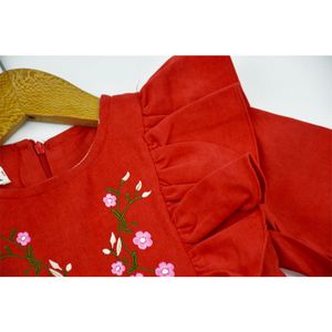 خرید اینترنتی قیمت پیراهن دخترانه یلدایی شاخه گل کد 10927