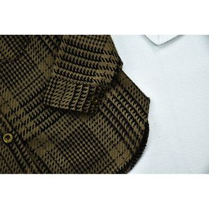 خرید اینترنتی قیمت شومیز دخترانه چهار خانه قهوه ای کد 10823