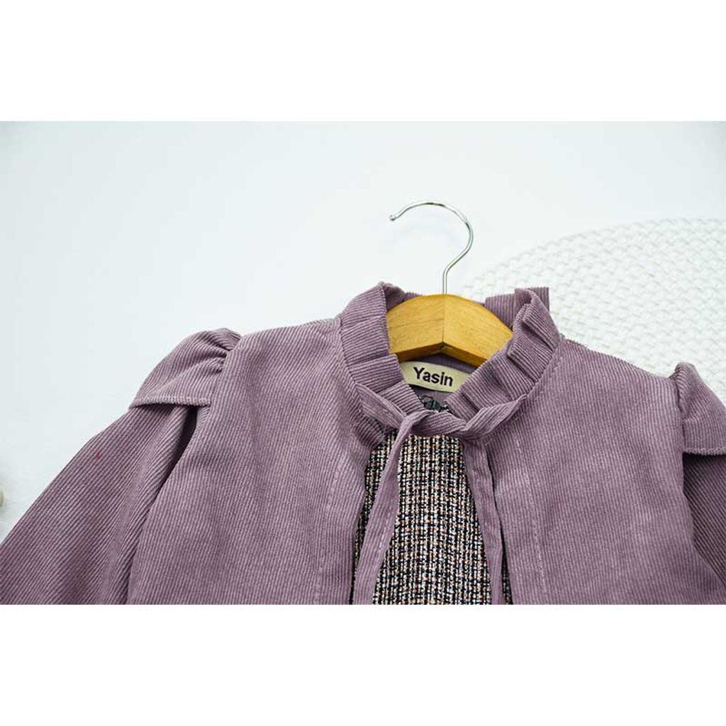 خرید اینترنتی قیمت ست کت و سارافون مخمل کبریتی دخترانه سوسنی کد 10793