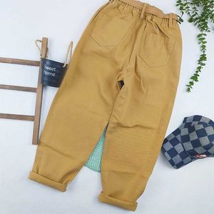 خرید اینترنتی قیمت شلوار کتان مام فیت بچه گانه نسکافه ای 9 تا 14 سال کد 9969
