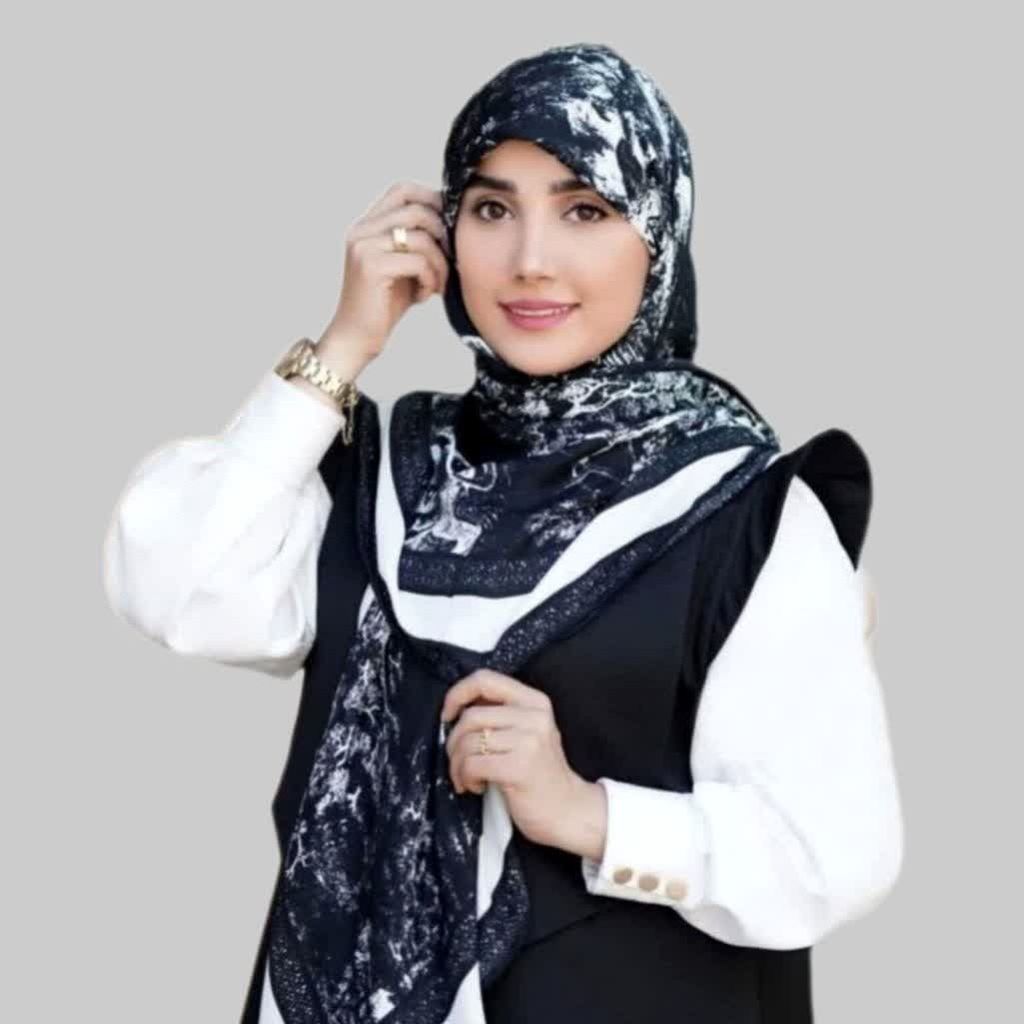 فروش اینترنتی روسری نخ کجراه کشمیر سفید مشکی متریال وارداتی