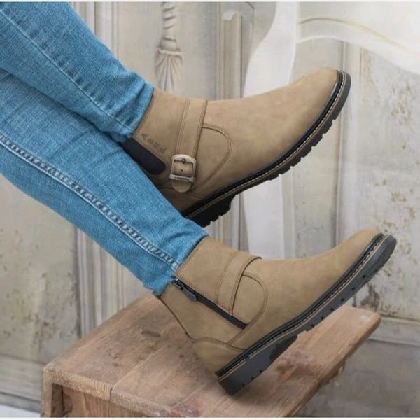 نیم بوت مردانه مدل شیکاگو رنگ کرم