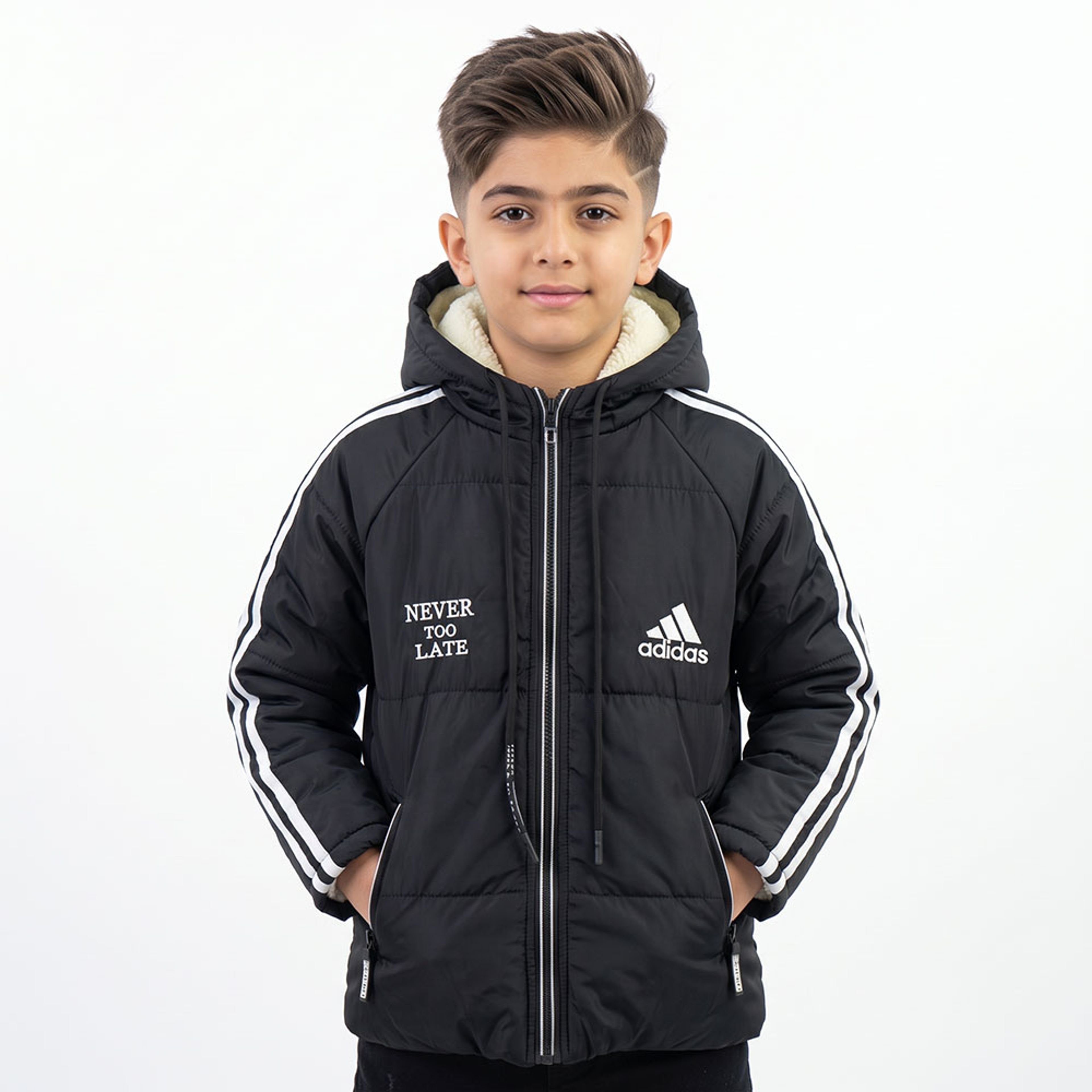 خرید اینترنتی قیمت کاپشن پسرانه ADIDAS مشکی کد 11958