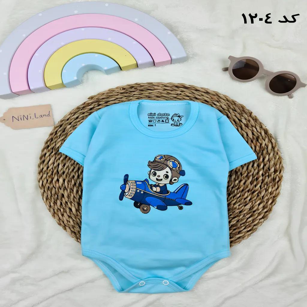 خرید اینترنتی قیمت زیردکمه (بادی) آستین دار طرح هواپیما کد 1204