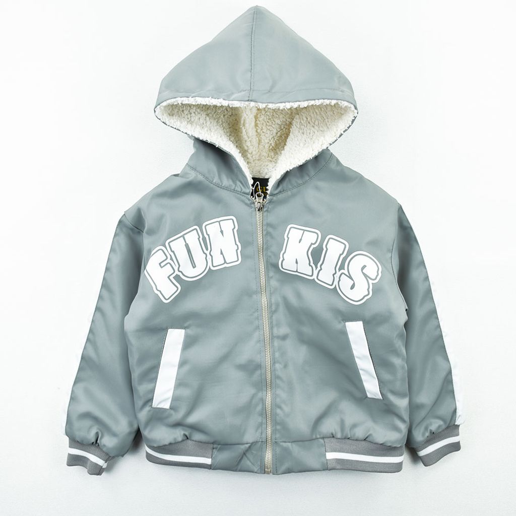 خرید اینترنتی قیمت سویشرت و کاپشن پسرانه FUN KIS طوسی کد 11957