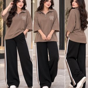 خرید انلاین تیشرت شلوار ست اسپرت زنانه گلکسی پنبه تن خور شیک نرم.