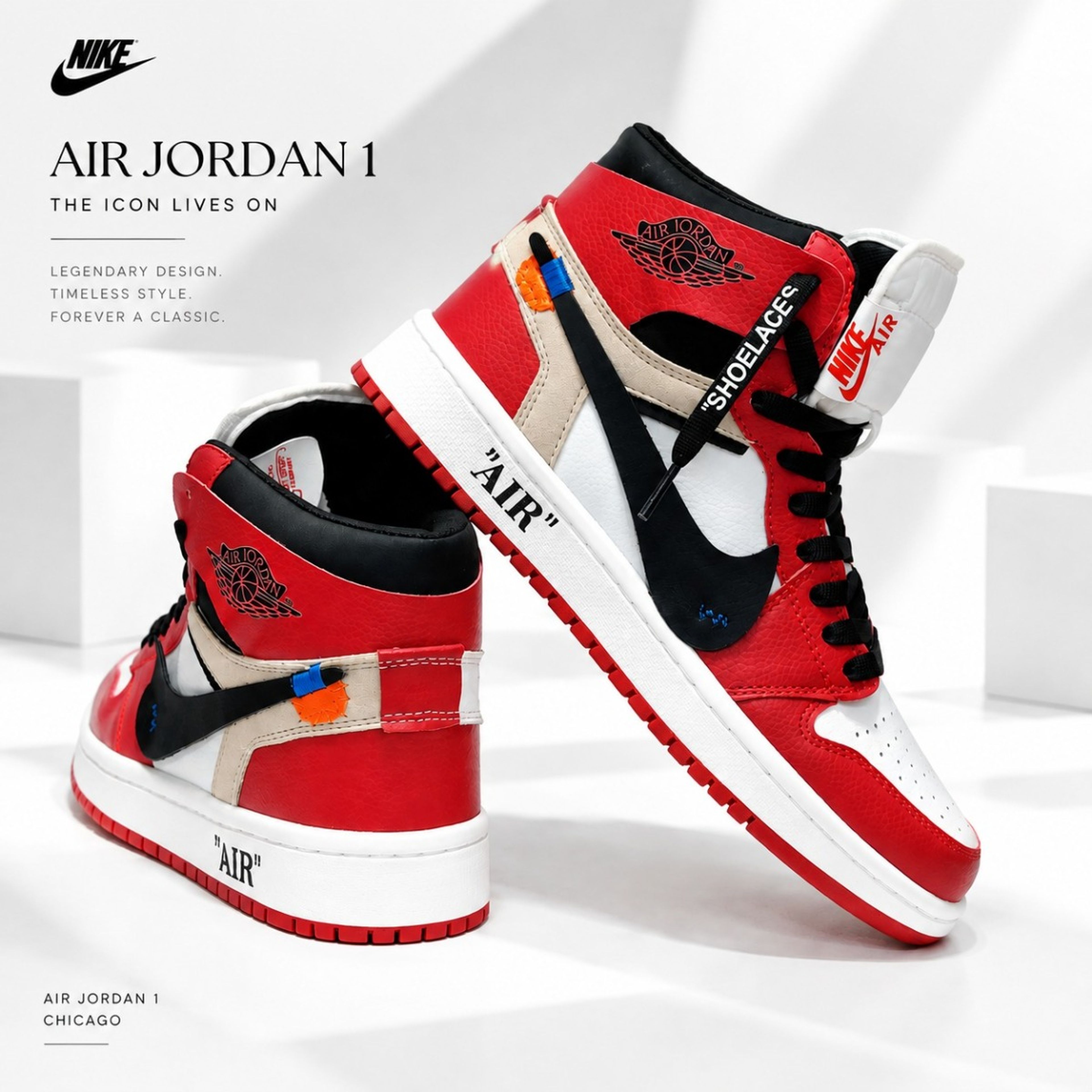خرید آنلاین کتانی ساقدار نایک جردن آف وایت شیکاگو Nike Jordan Off White Chica