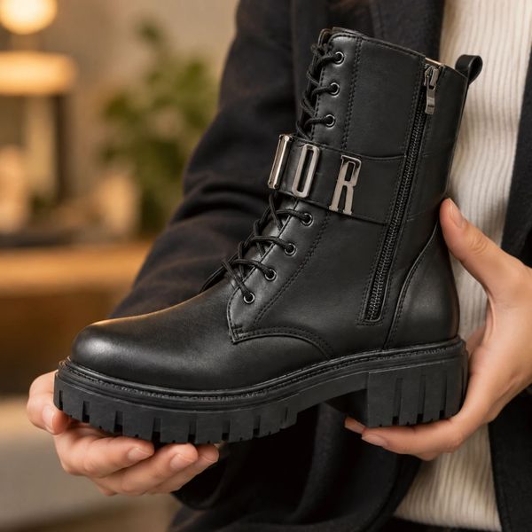 نیم بوت زنانه بندی زیپی مدل DIOR
