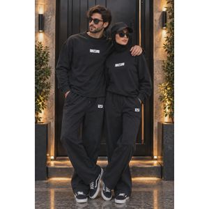 ست دورس و شلوار بگ دو نخ پنبه کاپلی Oversize رنگ مشکی