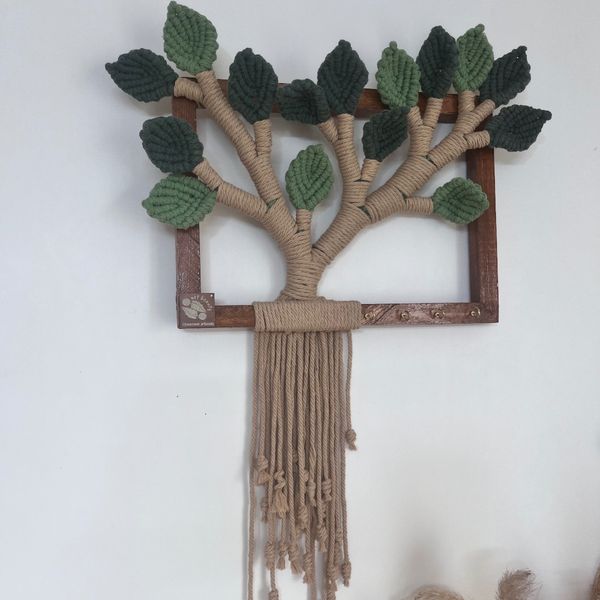 جاکلیدی چوبی پیچک مکرومه مدل لعلینه