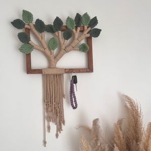 جاکلیدی چوبی پیچک مکرومه مدل لعلینه