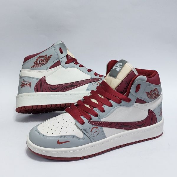 کتانی ساقدار جردن تراویس استاسی طوسی زرشکی Nike Jordan Travis Stussy