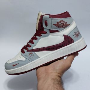 فروش اینترنتی کتانی ساقدار جردن تراویس استاسی طوسی زرشکی Nike Jordan Travis Stussy