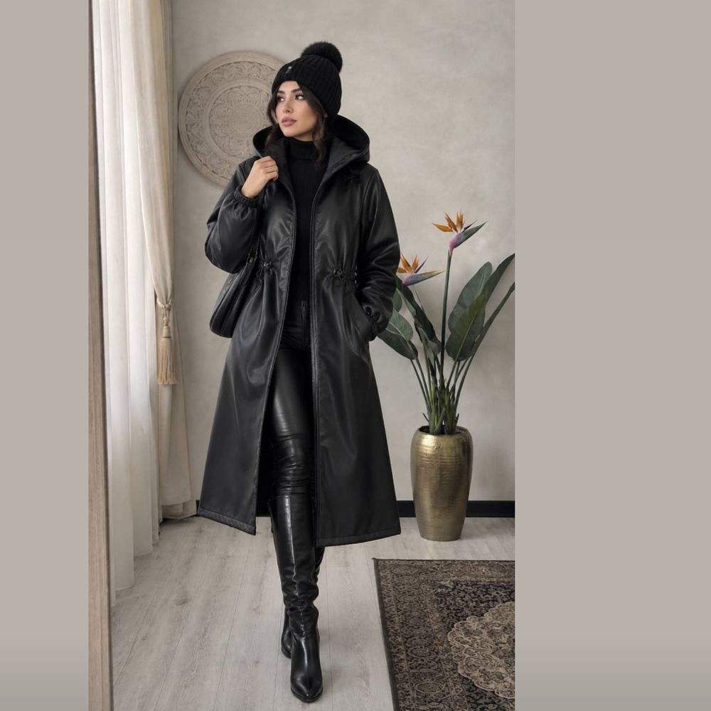 خرید اینترنتی کت چرم زنانه طرح بلند