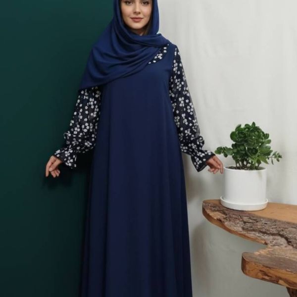 عبای گل گلی مدل شکوفه سرمه ای