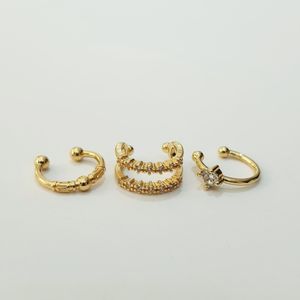 خرید آنلاین پک سه عددی گوشواره ایرکاف با آبکاری طلا ، بدون نیاز به سوراخ کردن گوش