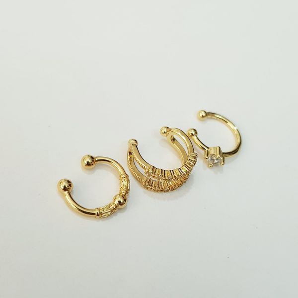 پک سه عددی گوشواره ایرکاف با آبکاری طلا ، بدون نیاز به سوراخ کردن گوش
