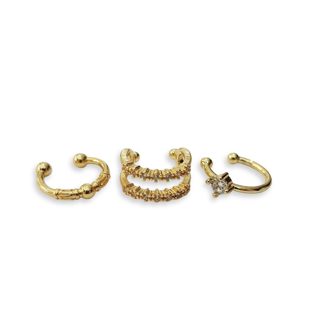 فروش اینترنتی پک سه عددی گوشواره ایرکاف با آبکاری طلا ، بدون نیاز به سوراخ کردن گوش