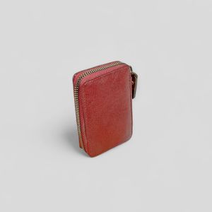خرید اینترنتی جاکارتی دورزیپ طرح اکاردئونی چرم طبیعی