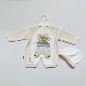 خرید اینترنتی قیمت سرهمی نوزادی مخمل اسپرت  خرس عینکی 11695