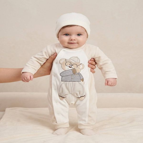 سرهمی نوزادی مخمل اسپرت  خرس عینکی 11695