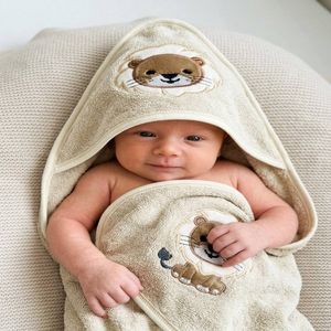 حوله با لیف نوزادی پسرانه طرح شیر 11668