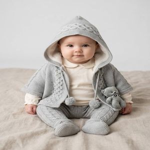 خرید اینترنتی قیمت شنل نوزادی دخترانه طرح بافت خرسی 11639