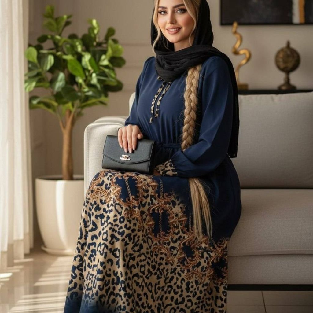 خرید انلاین پیراهن ماکسی پلنگی زنجیره