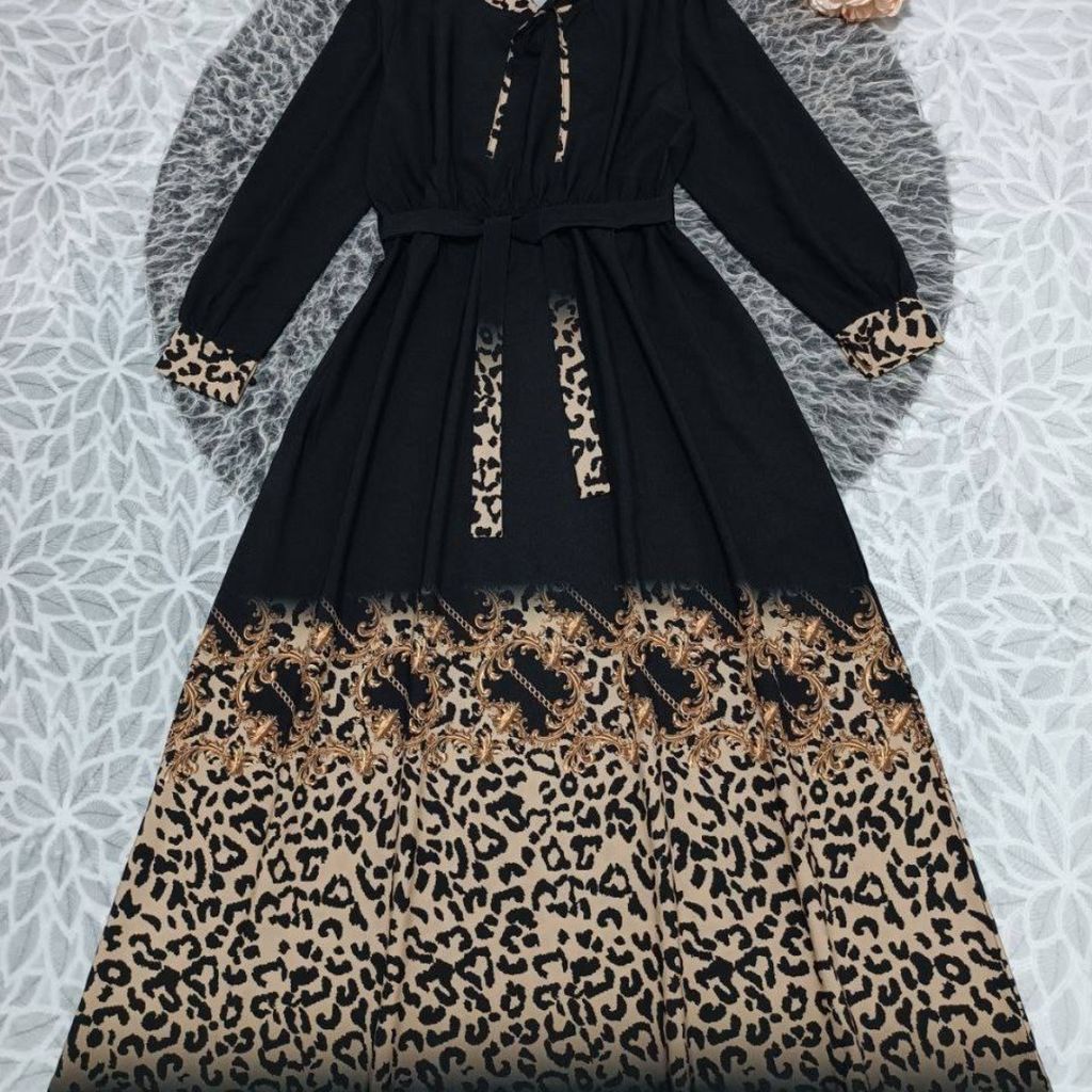 خرید انلاین پیراهن ماکسی پلنگی زنجیره