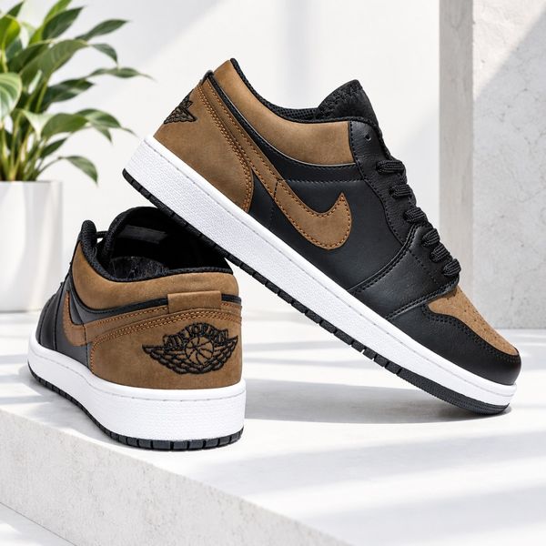 کتانی نایک جردن وان لو مشکی قهوه ای جذاب Nike Jordan one Low