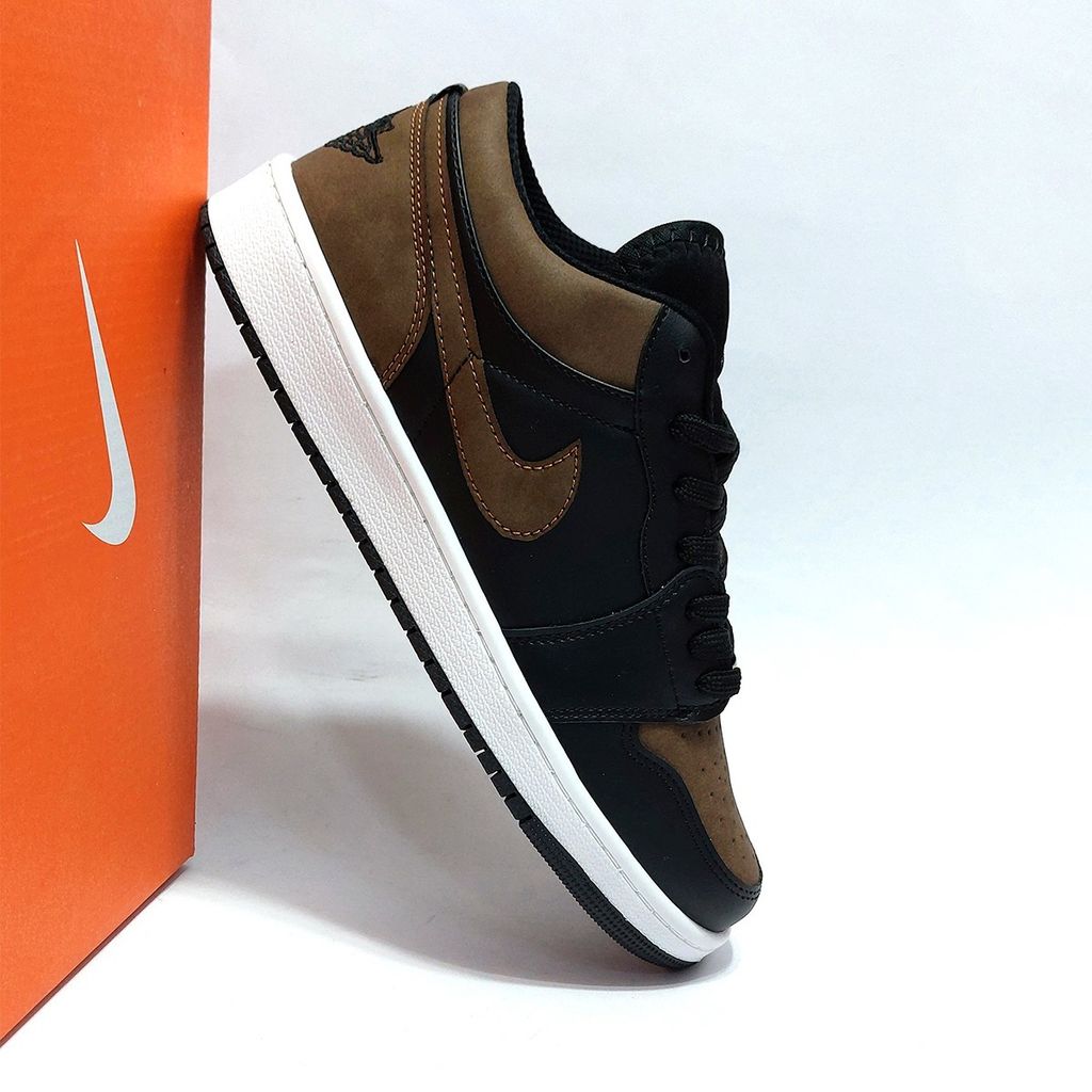 خرید اینترنتی کتانی نایک جردن وان لو مشکی قهوه ای جذاب Nike Jordan one Low