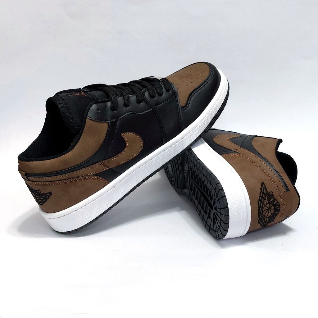 خرید اینترنتی کتانی نایک جردن وان لو مشکی قهوه ای جذاب Nike Jordan one Low