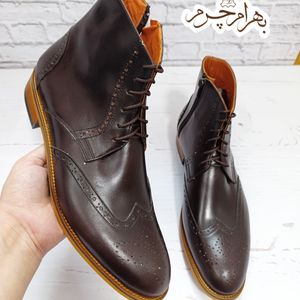 نیم بوت مردانه رسمی چرم طبیعی پارامونت قهوه ای سوخته