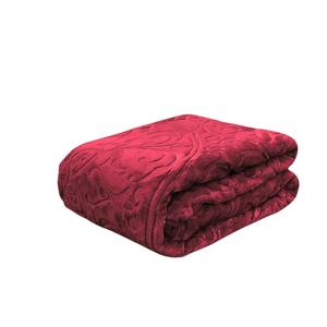 پتو گلبافت طرحدار برجسته یک نفره 220 در 160 سانتیمتر رنگ زرشکی