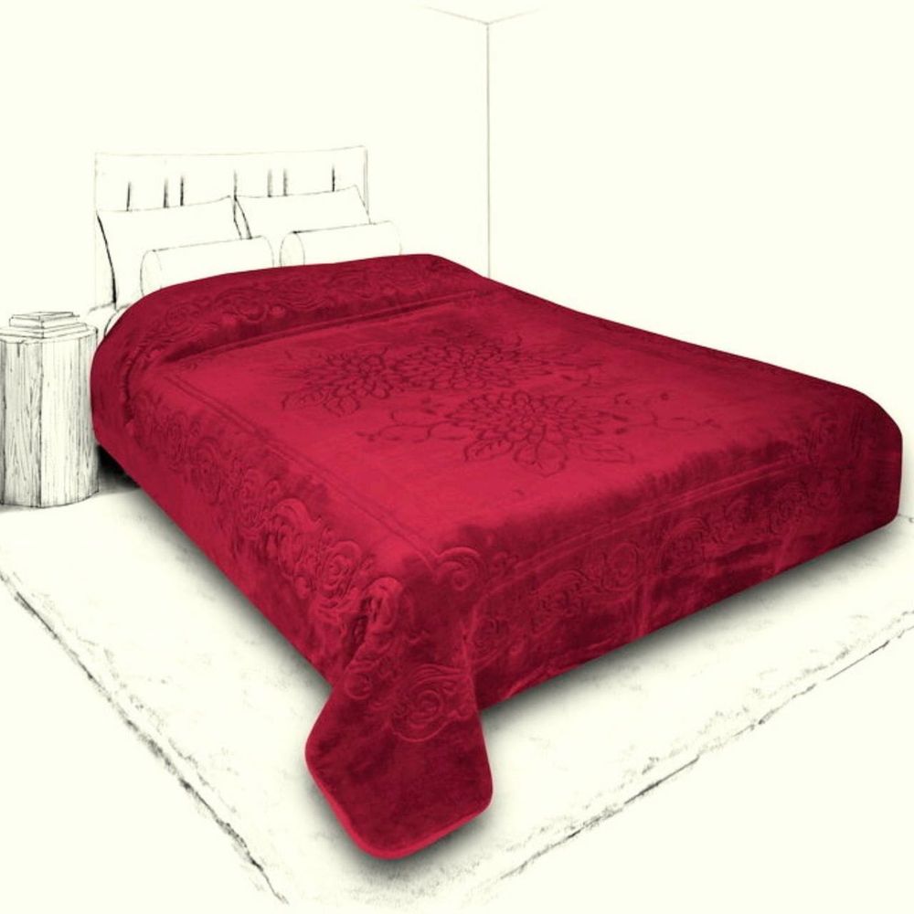 خرید اینترنتی قیمت پتو گلبافت اصل دو نفره طرح برجسته سایز 220200 رنگ زرشکی