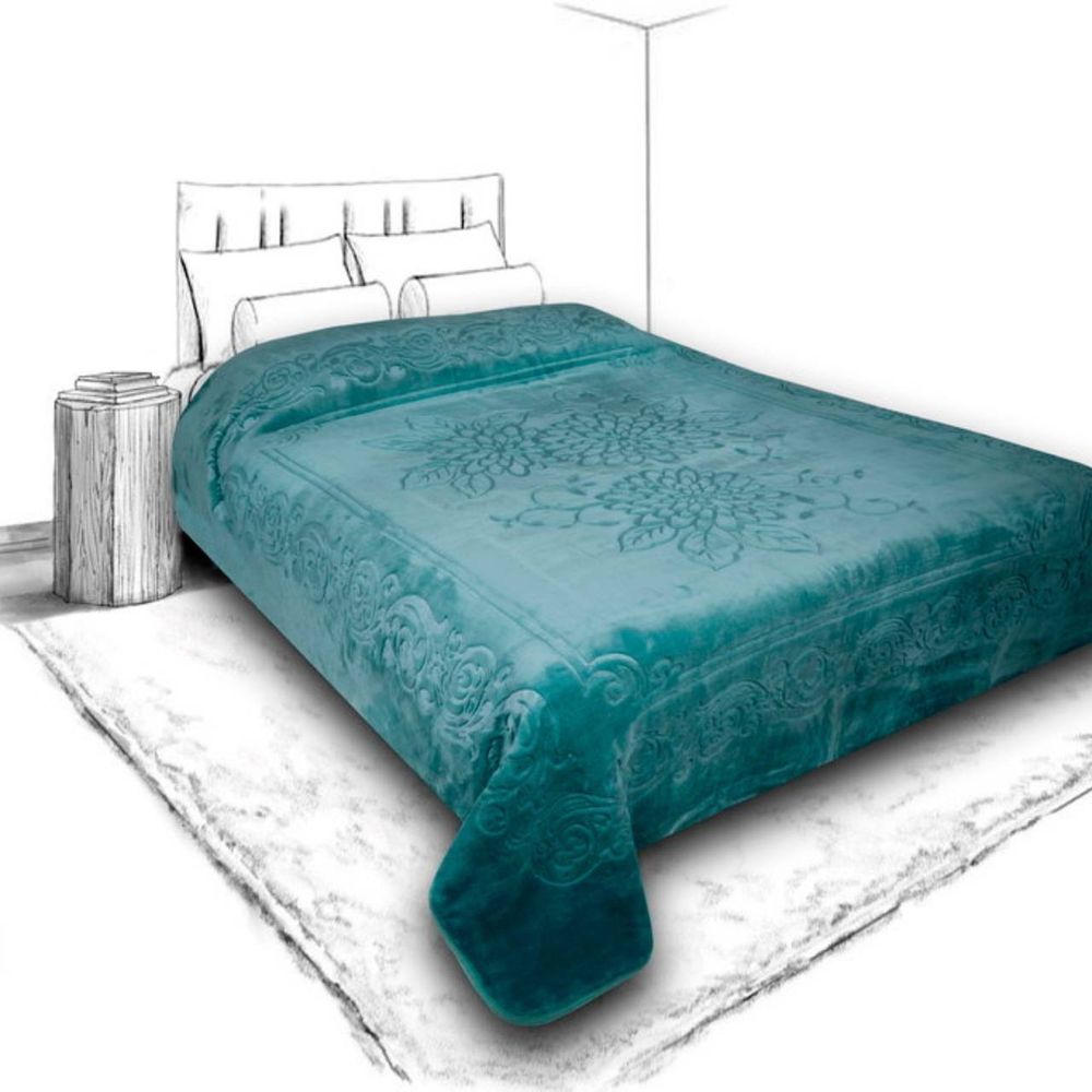 خرید اینترنتی قیمت پتو گلبافت دو نفره مدل برجسته سایز 220200 سانتیمتر رنگ کله غازی