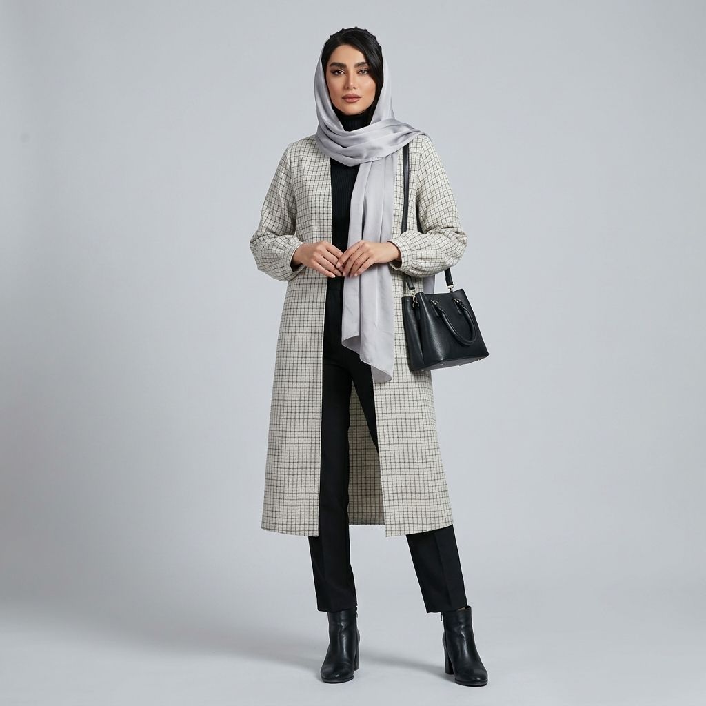 خرید اینترنتی قیمت مانتو چهارخونه زنانه شانل ترک پاییزی 🍂